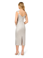 AIDAN MATTOX FOILED MIKADO MIDI DRESS